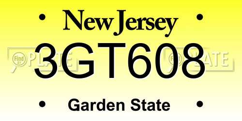 3GT608 New Jersey License Plate