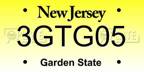 3GTG05 New Jersey License Plate