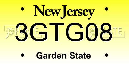 3GTG08 New Jersey License Plate