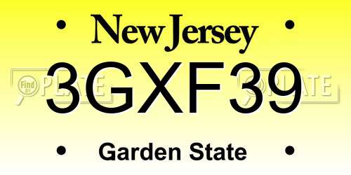 3GXF39 New Jersey License Plate
