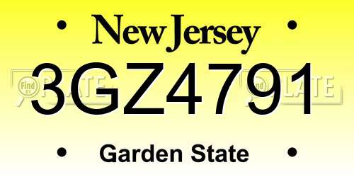 3GZ4791 New Jersey License Plate