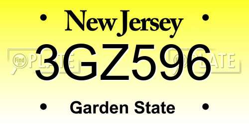 3GZ596 New Jersey License Plate