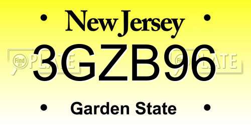 3GZB96 New Jersey License Plate