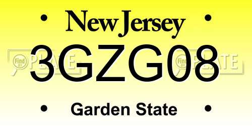 3GZG08 New Jersey License Plate