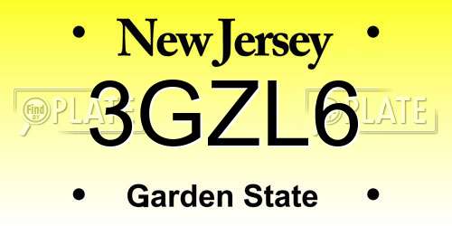 3GZL6 New Jersey License Plate