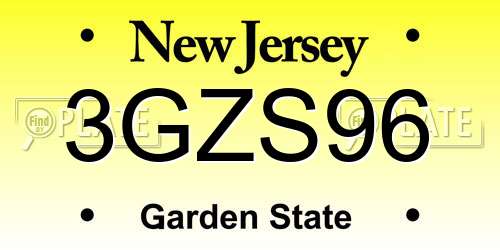 3GZS96 New Jersey License Plate