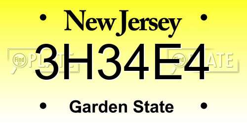 3H34E4 New Jersey License Plate