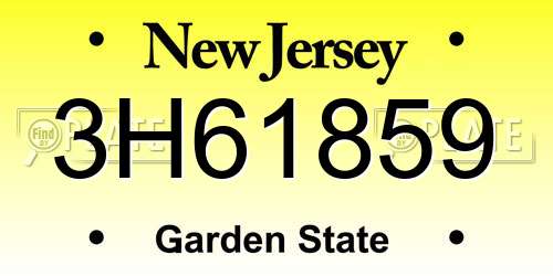 3H61859 New Jersey License Plate