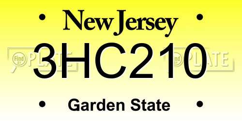 3HC210 New Jersey License Plate
