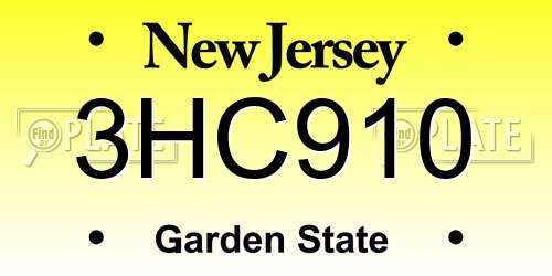 3HC910 New Jersey License Plate