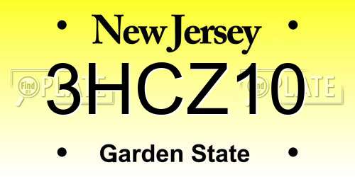 3HCZ10 New Jersey License Plate