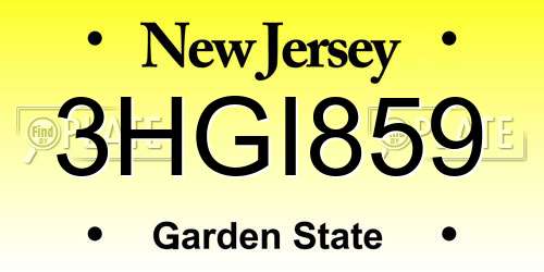 3HGI859 New Jersey License Plate