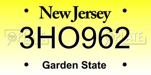 3HO962 New Jersey License Plate