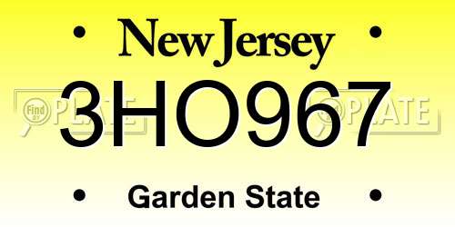 3HO967 New Jersey License Plate