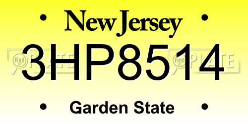 3HP8514 New Jersey License Plate