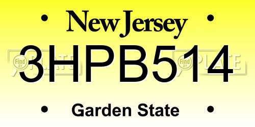 3HPB514 New Jersey License Plate