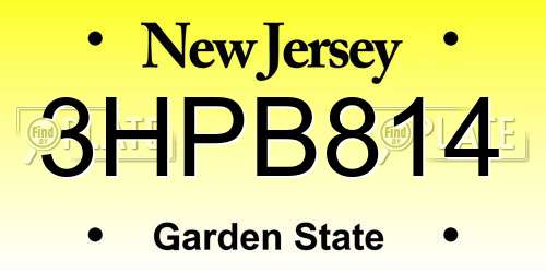 3HPB814 New Jersey License Plate
