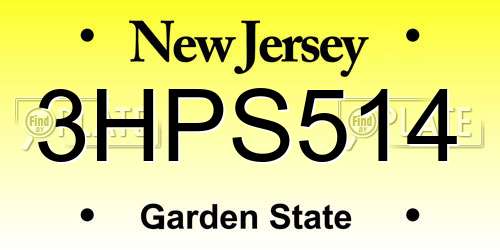 3HPS514 New Jersey License Plate
