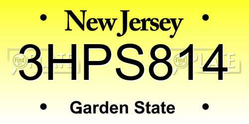 3HPS814 New Jersey License Plate