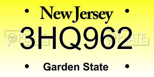 3HQ962 New Jersey License Plate