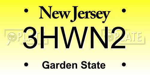 3HWN2 New Jersey License Plate
