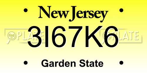 3I67K6 New Jersey License Plate