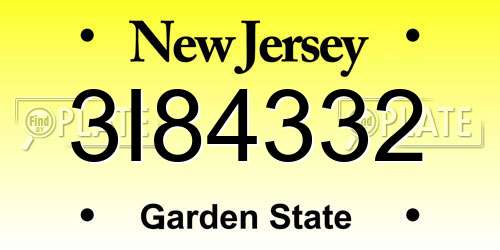 3I84332 New Jersey License Plate