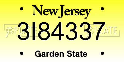 3I84337 New Jersey License Plate