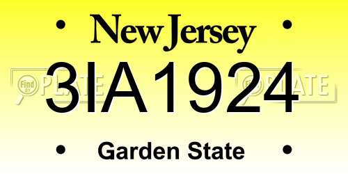 3IA1924 New Jersey License Plate