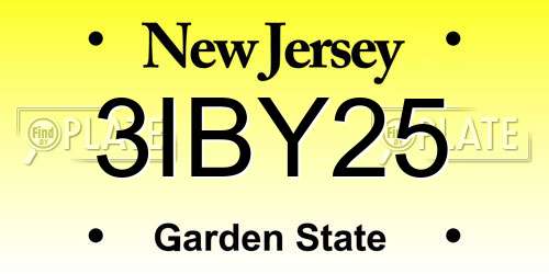 3IBY25 New Jersey License Plate