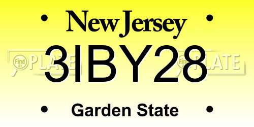 3IBY28 New Jersey License Plate
