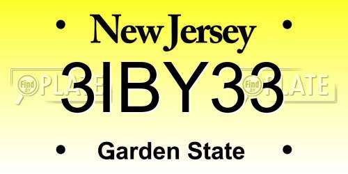 3IBY33 New Jersey License Plate