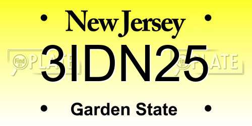 3IDN25 New Jersey License Plate