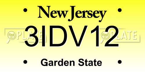 3IDV12 New Jersey License Plate