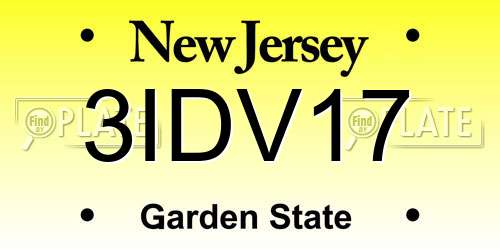 3IDV17 New Jersey License Plate