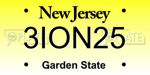 3ION25 New Jersey License Plate
