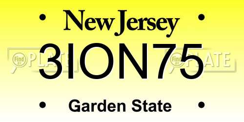 3ION75 New Jersey License Plate