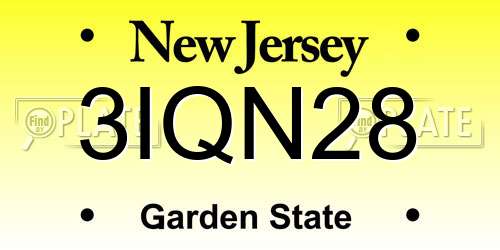 3IQN28 New Jersey License Plate