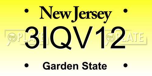 3IQV12 New Jersey License Plate