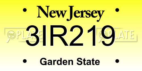 3IR219 New Jersey License Plate