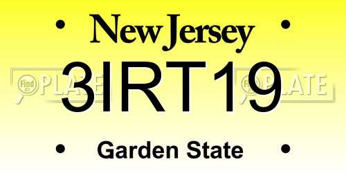3IRT19 New Jersey License Plate