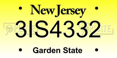 3IS4332 New Jersey License Plate