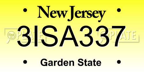 3ISA337 New Jersey License Plate