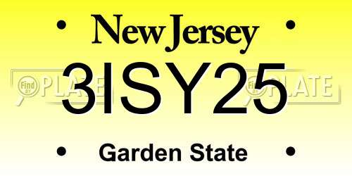 3ISY25 New Jersey License Plate