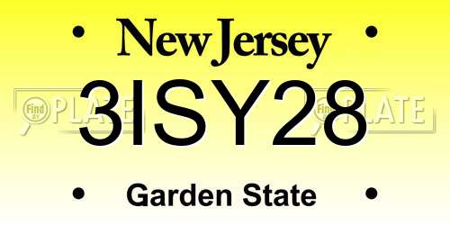 3ISY28 New Jersey License Plate