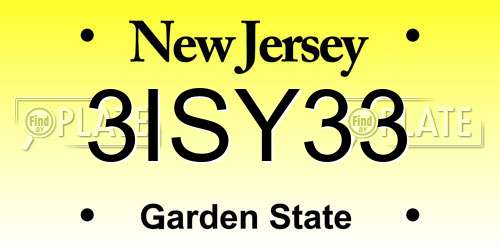 3ISY33 New Jersey License Plate