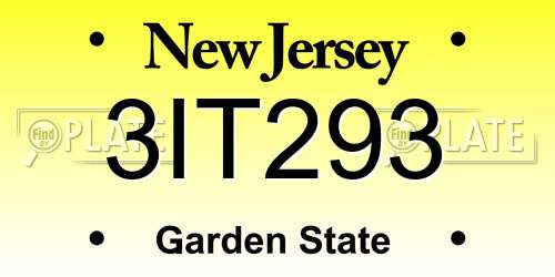3IT293 New Jersey License Plate