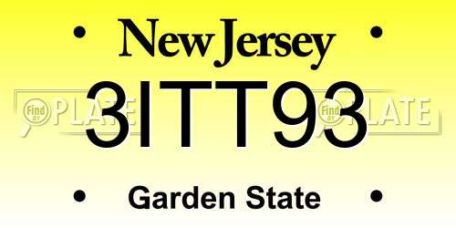 3ITT93 New Jersey License Plate