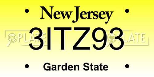 3ITZ93 New Jersey License Plate