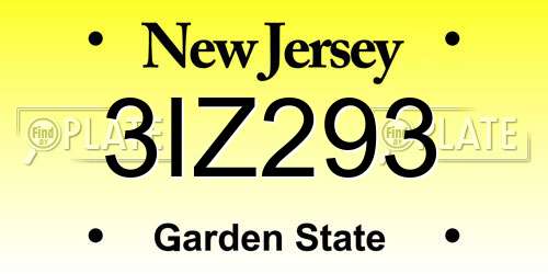 3IZ293 New Jersey License Plate